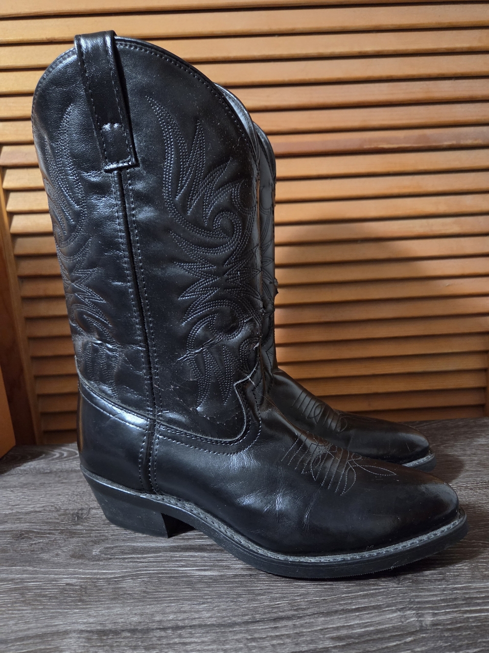 Laredo Black Leather Western Cowboy Boots